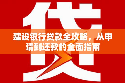 阜康建设银行贷款全攻略，从申请到还款的全面指南