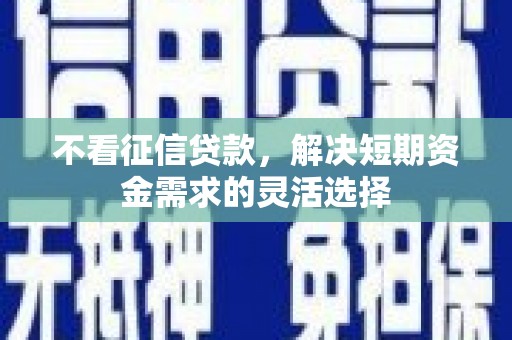 阜康不看征信贷款，解决短期资金需求的灵活选择
