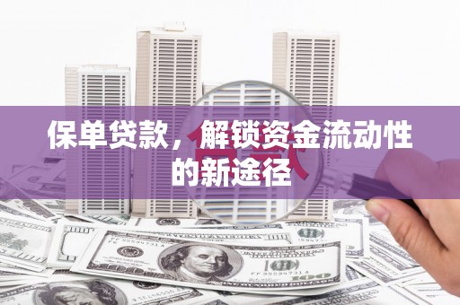 阜康保单贷款，解锁资金流动性的新途径