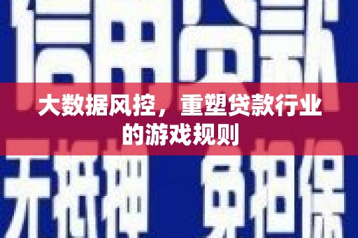 阜康大数据风控，重塑贷款行业的游戏规则