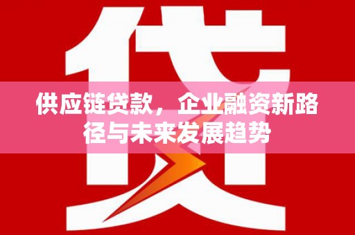 阜康供应链贷款，企业融资新路径与未来发展趋势