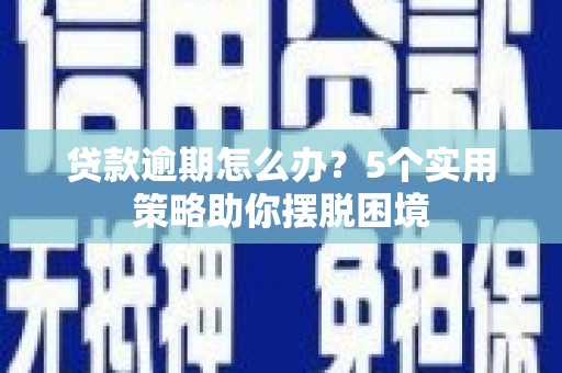 阜康贷款逾期怎么办？5个实用策略助你摆脱困境
