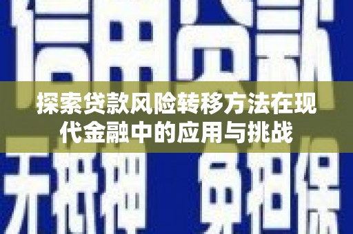 阜康探索贷款风险转移方法在现代金融中的应用与挑战