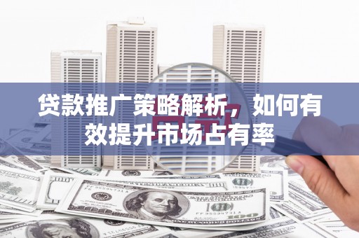 阜康贷款推广策略解析，如何有效提升市场占有率