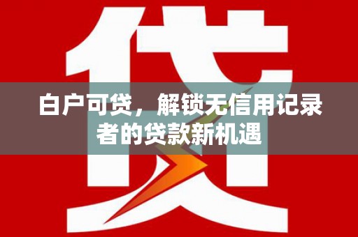 阜康白户可贷，解锁无信用记录者的贷款新机遇