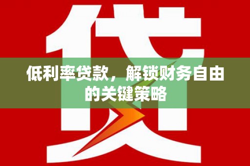 阜康低利率贷款，解锁财务自由的关键策略