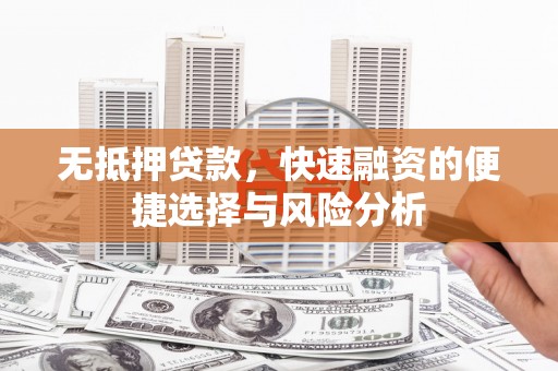 阜康无抵押贷款，快速融资的便捷选择与风险分析
