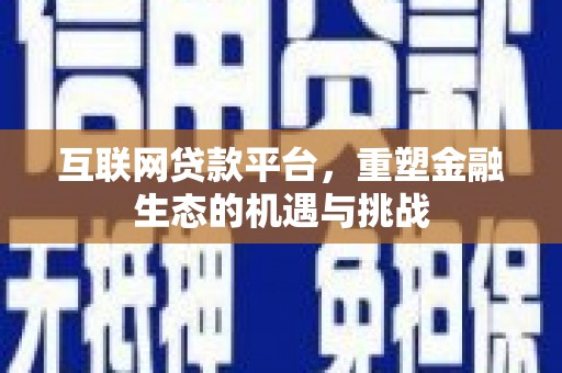 阜康互联网贷款平台，重塑金融生态的机遇与挑战