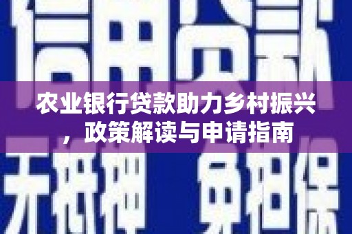 阜康农业银行贷款助力乡村振兴，政策解读与申请指南