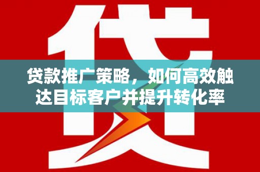 阜康贷款推广策略，如何高效触达目标客户并提升转化率