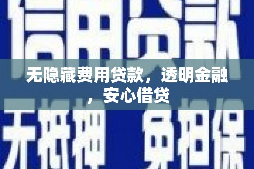 阜康无隐藏费用贷款，透明金融，安心借贷
