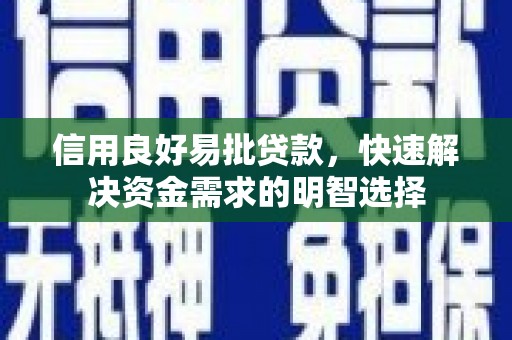阜康信用良好易批贷款，快速解决资金需求的明智选择
