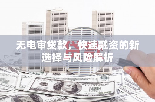 阜康无电审贷款，快速融资的新选择与风险解析