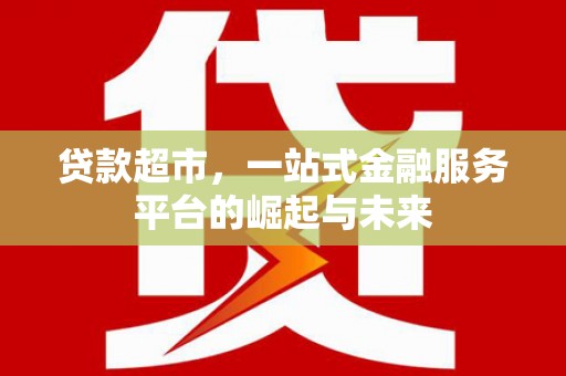 阜康贷款超市，一站式金融服务平台的崛起与未来