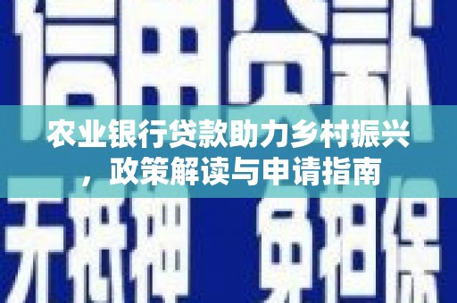 阜康农业银行贷款助力乡村振兴，政策解读与申请指南