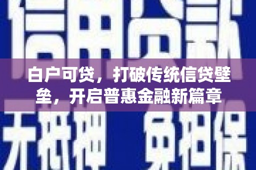阜康白户可贷，打破传统信贷壁垒，开启普惠金融新篇章