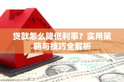 阜康贷款怎么降低利率？实用策略与技巧全解析